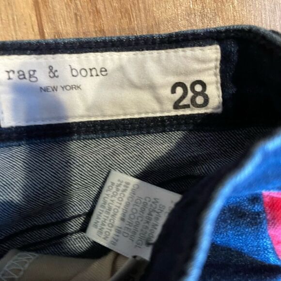 Rag & Bone Igloo Red & Indigo High Rise ‘Maize’ Classic Skinny Fit Jean.Size 28 - Picture 2 of 11